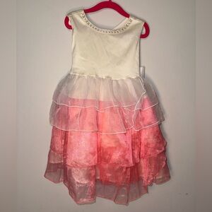 Girls 5T Tiered Ruffle Dress Pink Tulle